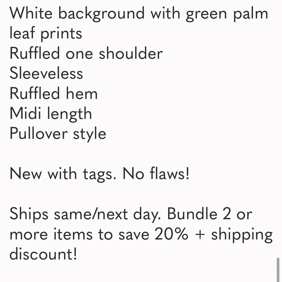 Cupshe Leaf print one shoulder ruffle midi dress size medium - Picture 10 of 10